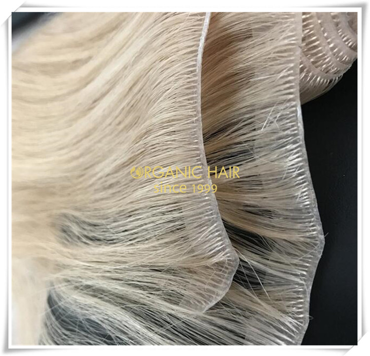 PU skin weft full cuticle human hair extensions CNY038